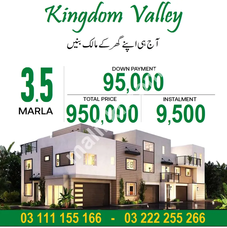 kingdom Valley   5, 8, 10 Marla & 1 kanal plot for sale.
